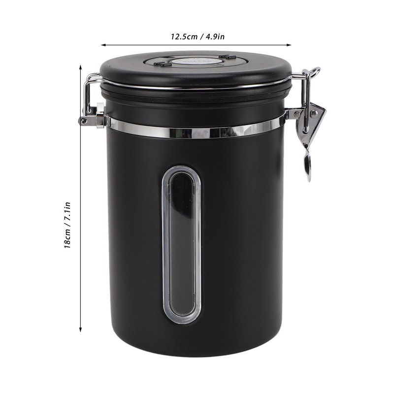 Coffee Canister 1800ml 304 Stainless Steel Window Design One Way