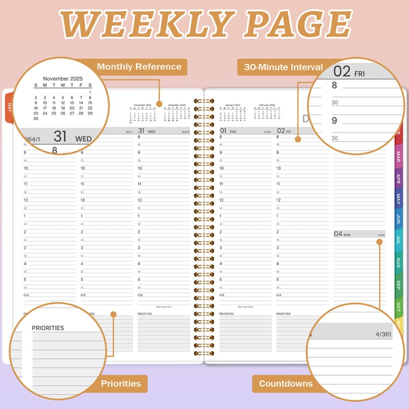 2026 Daily Planner - Appointment Book 2026, 9'' x 11'',