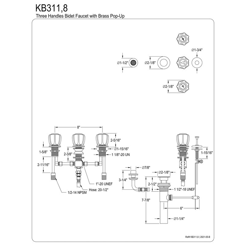Kingston Brass KB311 Americana Bidet Faucet, Polished Chrome