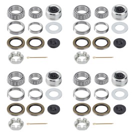 Racewill 4 Sets 25580 15123 Boat Trailer Axles Bearing Kits, Grease Seals, Spindle Nuts, 2.72" Dust Caps and Rubber Plugs, Cotter Pins, Washers for 5200-6000 lb.Tandem Axles #D42 Spindle