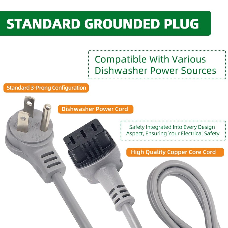 Upgrade 12027214 Dishwasher Power Cord Compatible with Multiple Bosch Dishwasher