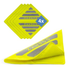 Zamboo Universal Pushchair Reflector Set - Set of 4 Safety Reflectors with Velcro Fastener, Ideal for Buggies, Sports Cars, Bikes, Trailers and More - Neon Yellow