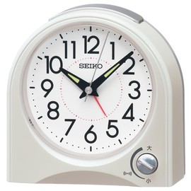 Seiko Clock KR520W Alarm Clock, Analog White Pearl, 4.5 x 4.5 x 2.2 inches (115 x 115 x 55 mm)