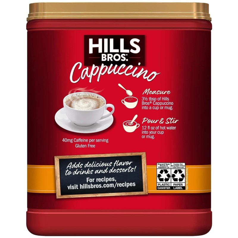 Hills Bros Instant Cappuccino White Chocolate Caramel 16 Ounce Pack