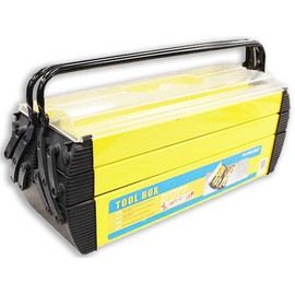 ToolUSA 23-1/2" x 8" x 9" Metal Tool Box With 2 Tiers On Each Side That Lift Up & Out: MJ-93085