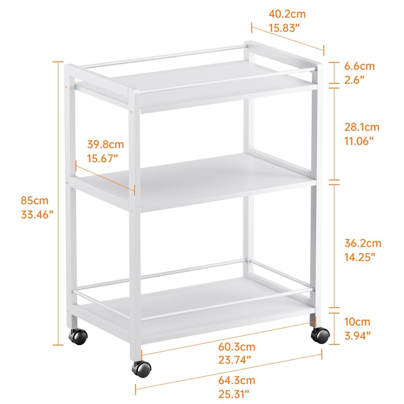 HITNET White Bar Cart, Home Bar Serving Cart, Kitchen Trolley
