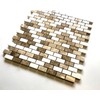Cappucino Emperador Light and Vanilla Limestone .5x1 Mixed Marble Mosaic