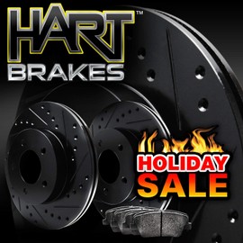 Hart Brakes Front Brakes and Rotors Kit |Front Brake Pads| Brake Rotors and Pads| Ceramic Brake Pads and Rotors |fits 2003-2017 Honda Accord, 2013 Acura ILX, 2013-2014 Honda Fit, 2016 Honda CR-Z