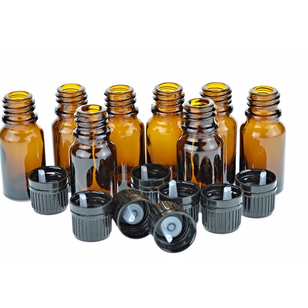 Wild Essentials 10ml Amber Glass Bottles with Euro Dropper Caps
