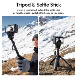ULANZI MT99 Mini Tripod & Selfie Stick for DJI Osmo Action 6/Nano & Xtra Atto, 2-in-1 Magnetic Quick-Release Mount, 143° Adjustable Tilt, 3-Section Extendable 10.24inch, Anti-Slip Handle