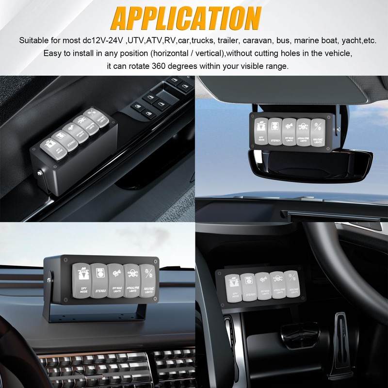Okerny Rocker/Toggle Switch Box - 5 Gang Switches Installation housing
