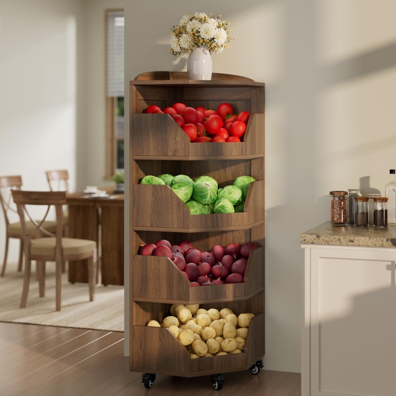 4-Tier Corner Fruit and Vegetable Storage Rack Snack Rack