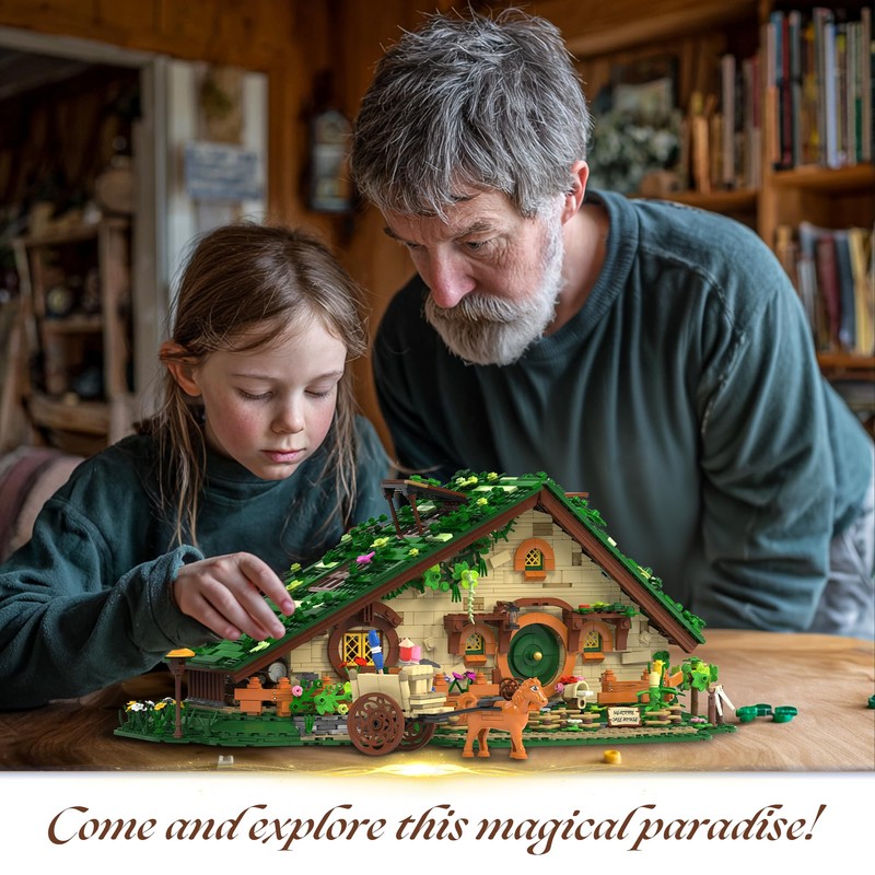 Medieval Fantasy A-Frame Cabin Building Blocks Set, 2088Pcs Architecture Tree