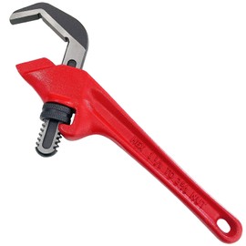Socpuro 9-1/2 Inch Offset Hex Adjustable Pipe Wrench, CR-V Hook Jaw, 1-1/8 to 2-5/8 Inches