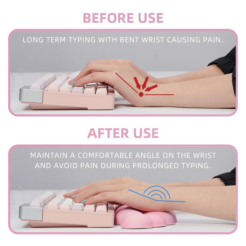 Cloud Wrist Rest Keyboard, 2 Pack Pink Cloud Keyboard Wrist