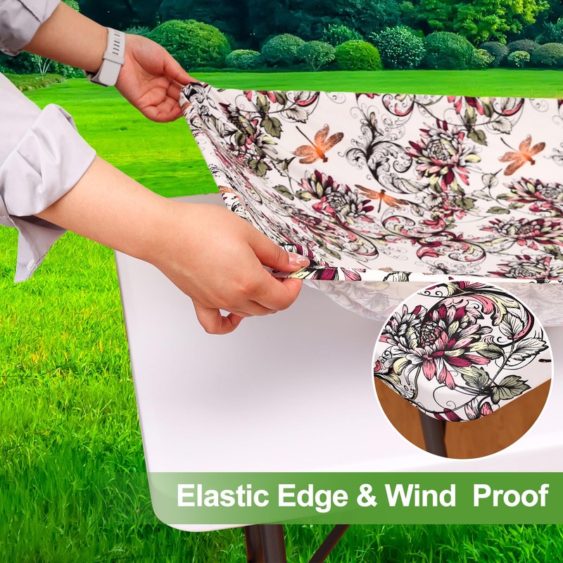 FUANGUI Spandex Rectangle Fitted Tablecloth,Rectangular Fitted Table Cloth Washable and