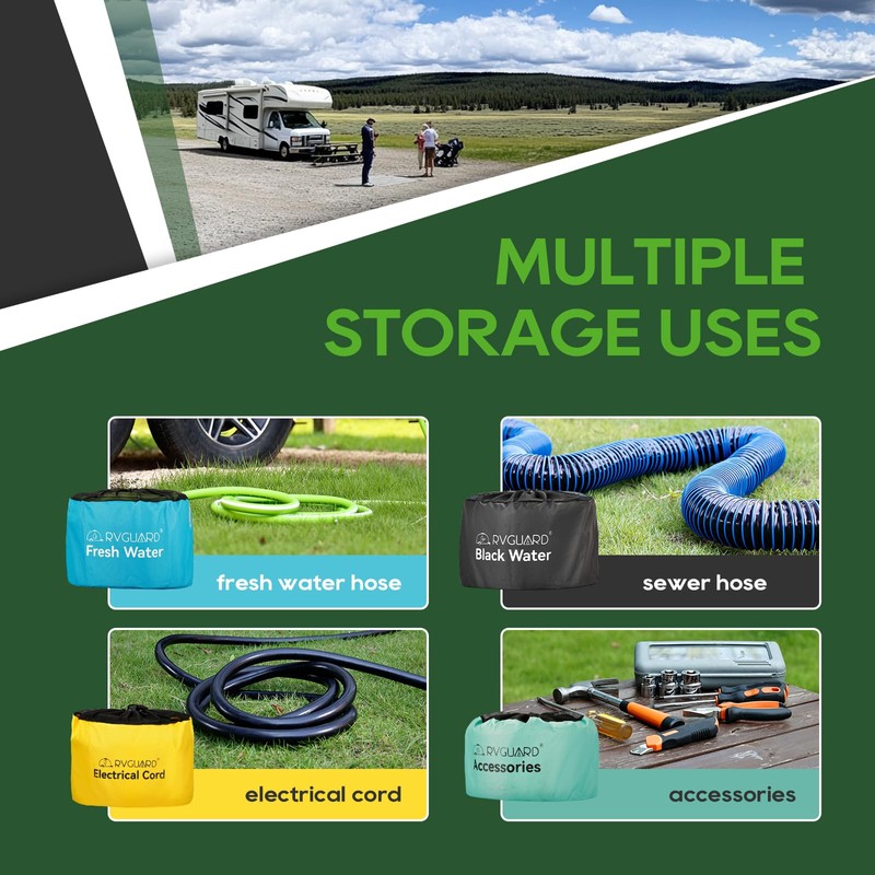 RVGUARD RV Hose Storage Bags 4 Pack, Waterproof With 4