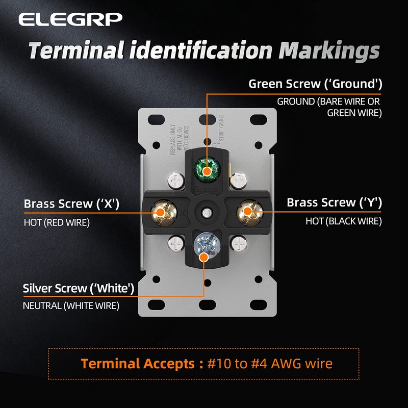 ELEGRP 50 Amps 125/250V Range Oven Stove Receptacle, Flush Mounting