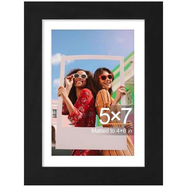 smiry Picture Frame 5x7, Display Pictures 4x6 with Mat or