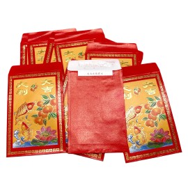 M.V. Trading Chinese Hongbao Red Envelopes with Fish & Peach Design, 4.25" X 2.75", (40 PCS)