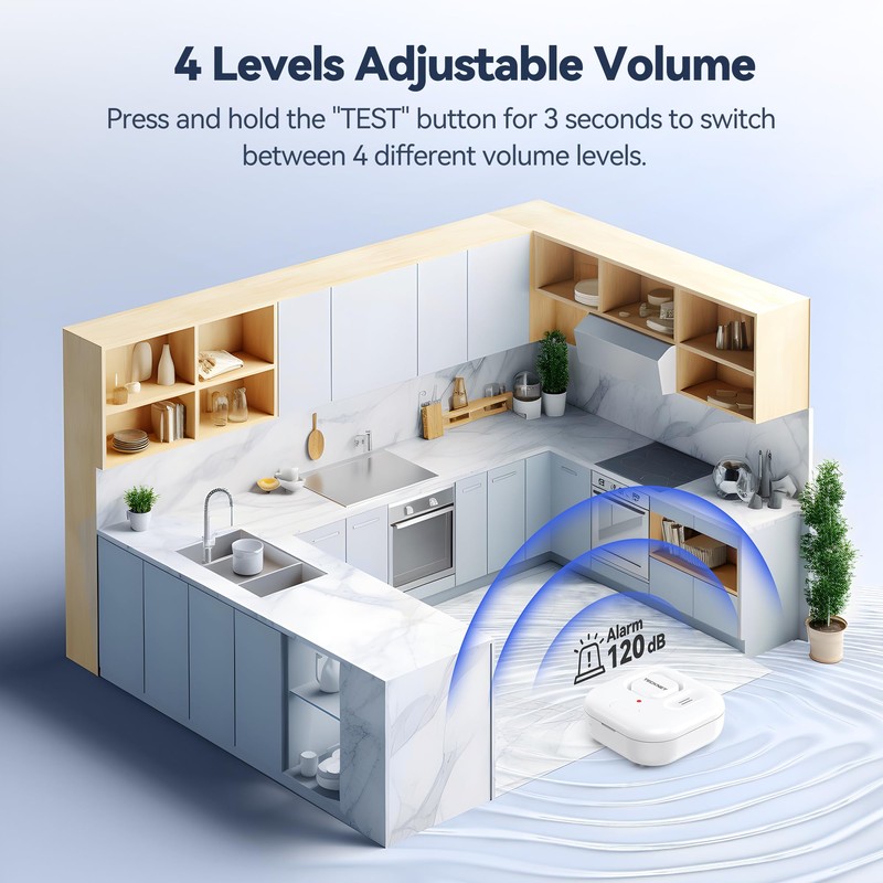TECKNET Water Leak Detectors for Home, 120dB Water Sensor Alarm