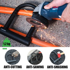 TOSUOD Oversized Bike U Lock Set Heavy Duty Anti Theft Bike Lock with 4FT Steel Cable Bicycle U Lock with Keys Mounting Bracket for Road, Mountain, Electric & Folding Bike