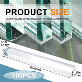 Innconee 100 Pcs 1/8" x 1/4" x 2" Clear Setting Blocks for Glass Shower Glass Shims Bulk Clear Plastic Setting Blocks for Mirrors Bathroom Shower Mounting Room Kitchen Window Spacer Construction Shim