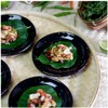 roro 5 Inch Ceramic Handmade Canape Luncheon Plates, Glossy Black