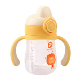 Qshare Toddler Sippy Cup,Weighted Straw Sippy Cup,Kid Cups with Lid and Straw,Leakproof Closed Buckles Kids Tumblers,Spill Proof Toddler Cups (Yellow)