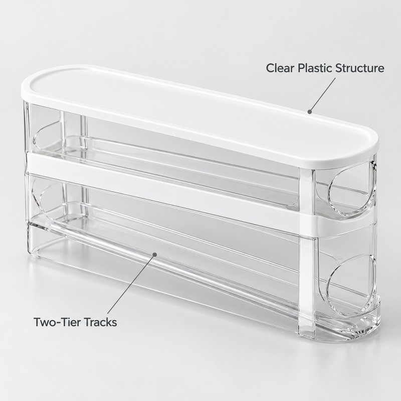Automatic Rolling Egg Holder for Refrigerator Storage – 2-Tier Space-Saving