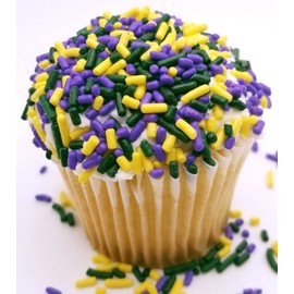 NCS Purple, Yellow, and Green Edible Jimmies Mix Sprinkles, 8 ounces - Great for Cupcakes, Cookies, Cakes, Cakes Pops