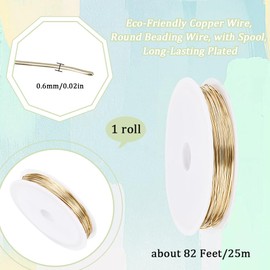 SUNNYCLUE 25M Real 14K Gold Plated Copper Jewellery Wire 0.6mm 22 Gauge Copper Wires Crafting Wire Copper Beading Wire Beading Craft Wire Copper Wire for Jewellery Making Wrapping Sculpting Wrapping