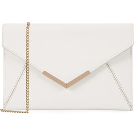 Dexmay Women Envelope Clutch Handbag Medium Saffiano Leather Foldover Clutch Purse White