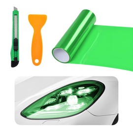 Gasedin Car Light Tint Vinyl, 1248 Inch Self Adhesive Fog Light Film With Squeeze & Cutter, Sticker Sheet Roll for Headlight, Universal Accessories (Green)