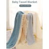 CHUNGEL Cotton Muslin Baby Blanket with Tassel，Large 47" x 47"