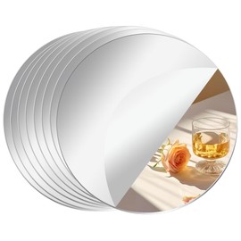 CEUQIESO Acrylic Round Mirrors, 4 inch No Glass Circle Mirror Tiles Self Adhesive Mirror Stickers for Wall Home Living Room Bedroom Decor, Small Mirrors for Crafts (4, 4 inch/10cm)