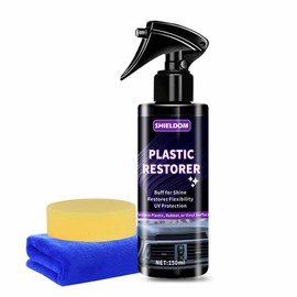 SHIELDOM Plastic Restorer for Cars Ceramic Plastic Coating Black Trim Quick Restoration Bring Faded Rubber and Vinyl Back to Life, Buff for Shine, Restore Flexibility, UV Protection - 5oz/150ml