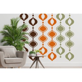 Mid-Century Modern Ogee Retro 70s Wall Decals - 80"H x 22"W - Retro 70s Decor,