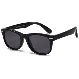 Polarized Kids Sunglasses for Girls Boys with Flexible Frame Toddler Children Sunglasses De Sol Gafas Ages 3-10 UV400 （Black）
