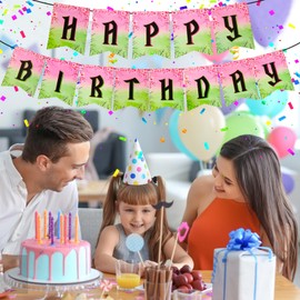 SUNAI Witch Birthday Party Decorations - Happy Birthday Banner Flags For Theme Party Supplies, Decor