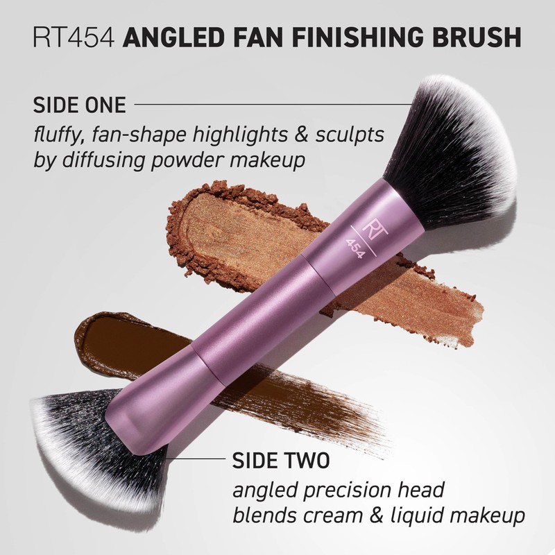 Real Techniques Schräger Fächerpinsel, doppelseitiges Make-up-Tool für Rouge, Bronzer &