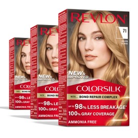Revlon ColorSilk with Bond Repair Complex, Blonde Permanent Hair Color, 100% Gray Coverage, Ammonia Free Hair Dye, Vegan Keratin, 71 Golden Blonde (Pack of 3)