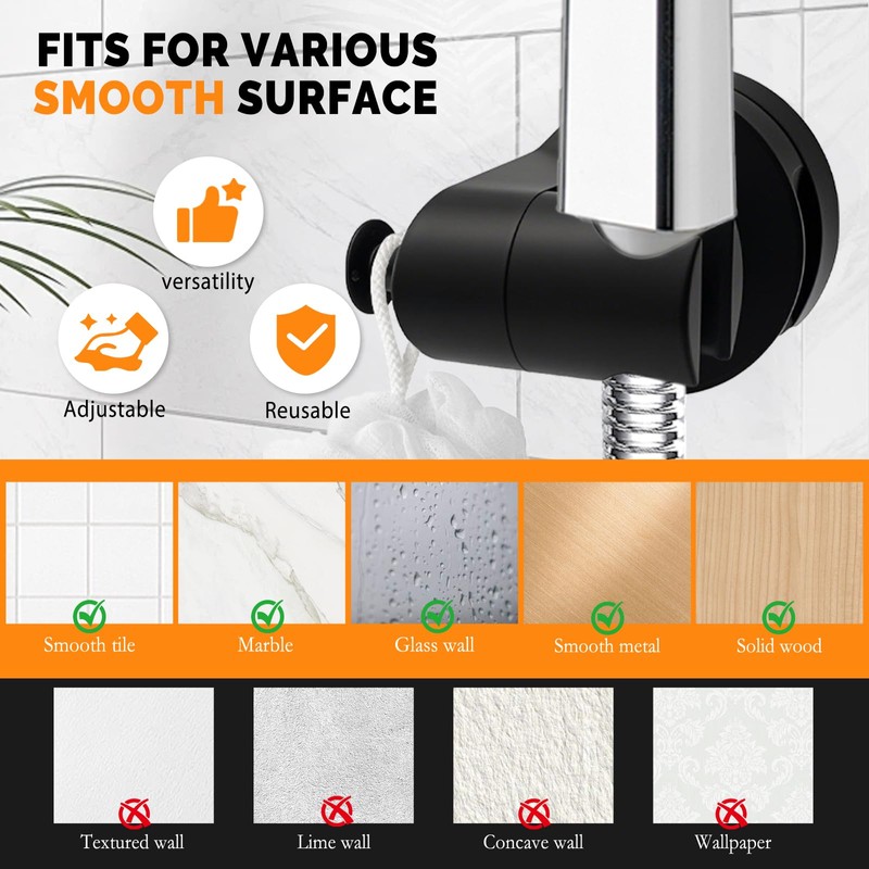 Suction Cup Shower Head Holder, Removable Shower Head Holder Wall