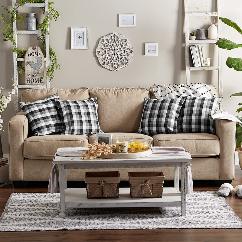 DII Throw Pillow Cover Collection Decorative Square, 18x18, Gray Tri-Color,