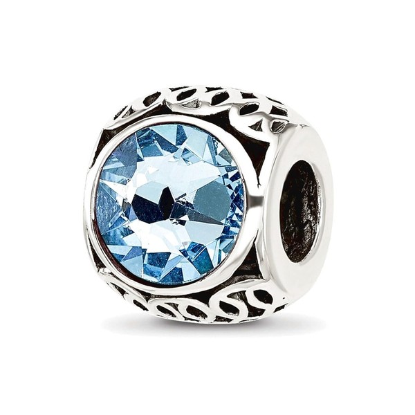 JewelryWeb 9.1mm 925 Sterling Silver Reflections Artisan Oxidized Light Blue