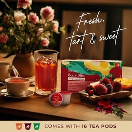 Gya Tea Co Berry Bliss Herbal Tea K Cups for Keurig - Decaffeinated Herbal Tea Pods K Cup Teas for Keurig - Berry Bliss Herbal Tea K Cup Tea Pods for Keurig 2.0 & 1.0 Fruit & Herbal Tea