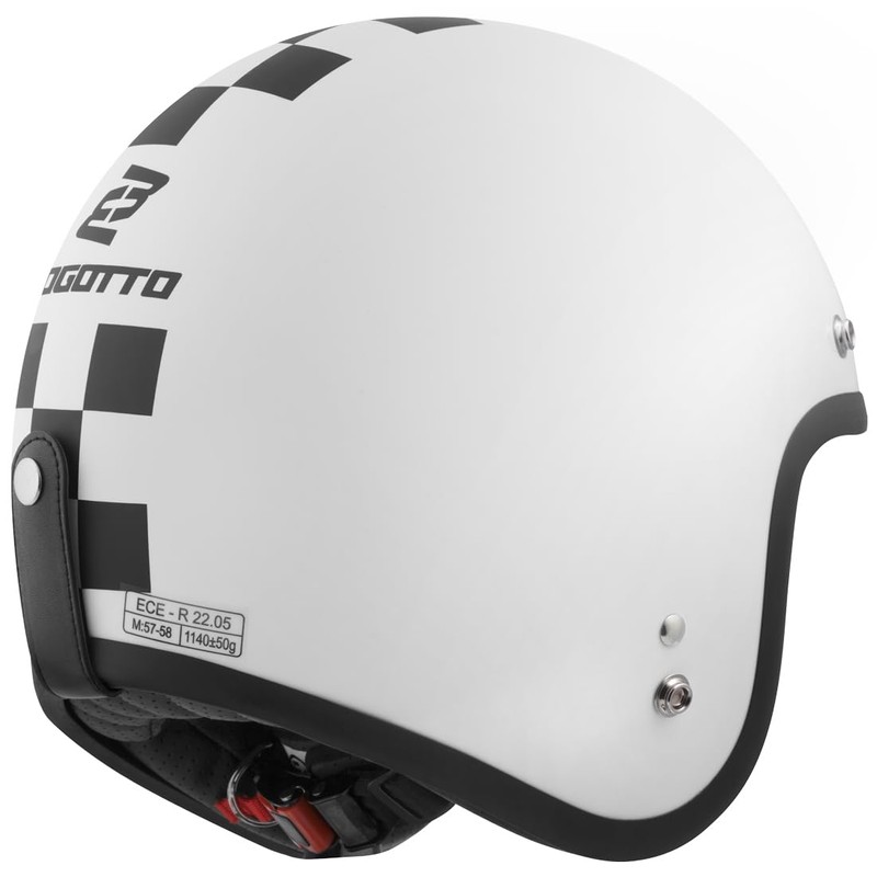 Bogotto V541 Scacco Jet Helmet (White Matt/Black, XS)