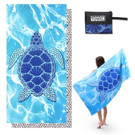 1 Pack Microfibre Beach Towels for Adults, 180 × 90 cm Quick Dry Beach Towel with Double Side Print, Lightweight Beach Towel with Net Bag, Sand Free Microfiber Towels for The Beach (Ripple)