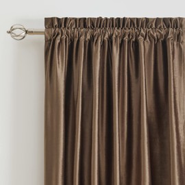 PRIMROSE Brown Velvet Room Darkening Curtains 84 inches Long for Living Room,Blackout Thermal Insulated Window Drapes for Bedroom Solid Modern Decorative Rod Pocket Curtain Set of 2 Panels