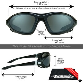 Bikershades Motorcycle Safety Sunglass Goggles Interchangeable Adjustable strap & Removable Foam Cushion